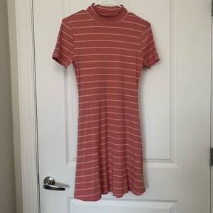 Pink striped A-line dress